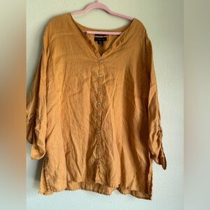 Tahari Women's Button Down Shirt in Tan